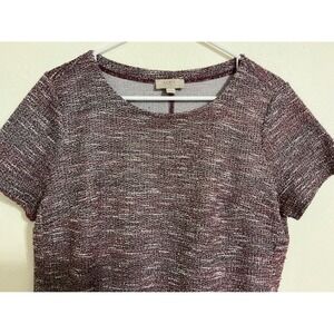 LOFT Textured Knit Short Sleeve Crew Neck Casual Dress LP